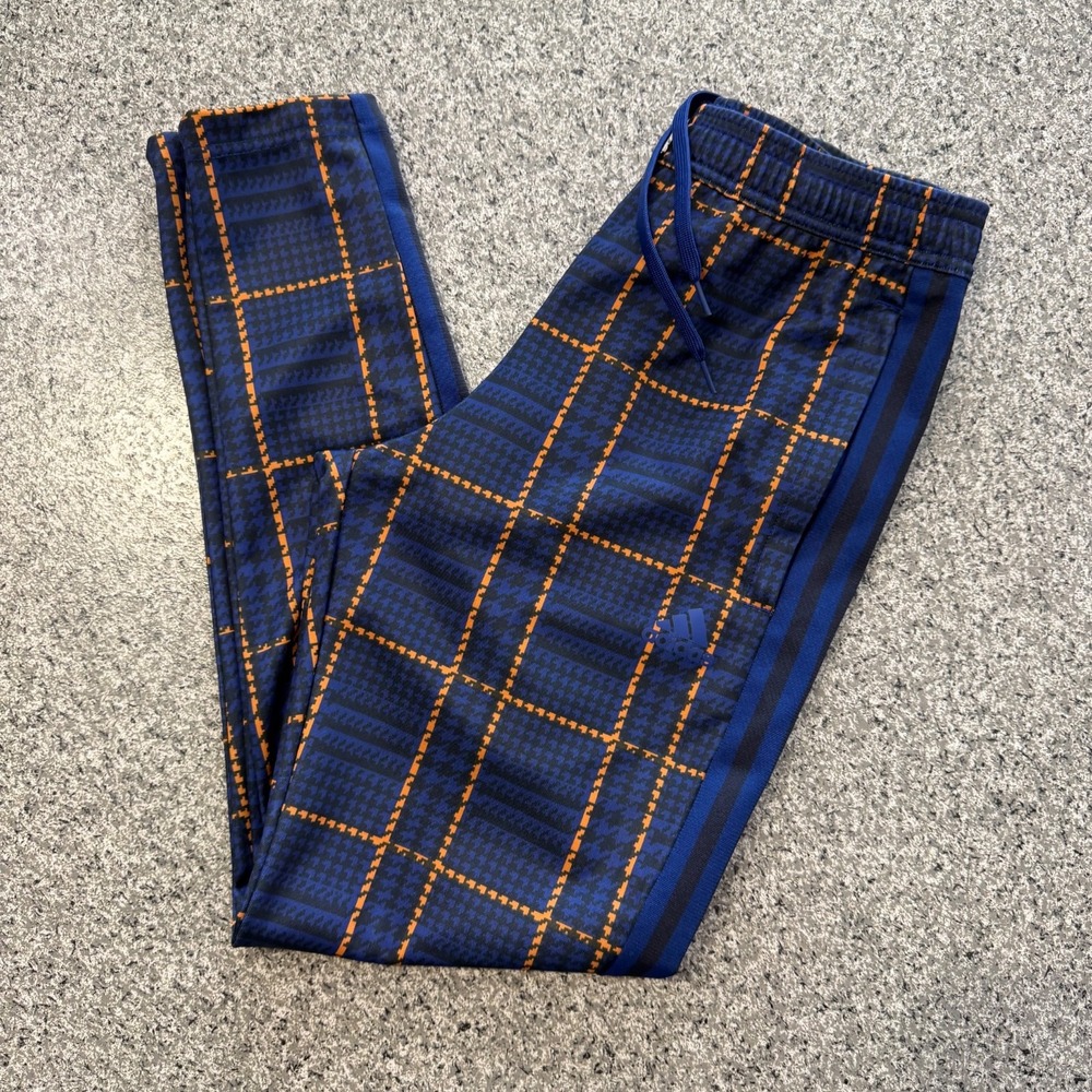 Adidas Tiro Soccer Pants Mens S Tartan Plaid Zip Pocket Blue HF2237
